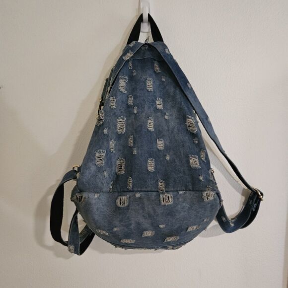 Unique Stunning Backpack. Distressed Soft Denim. Patches. Embroidery Bling Euc - Picture 5 of 13